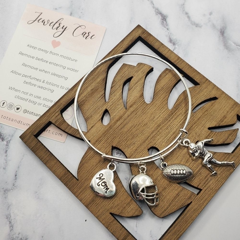 Football Mom Expandable Charm Bracelet